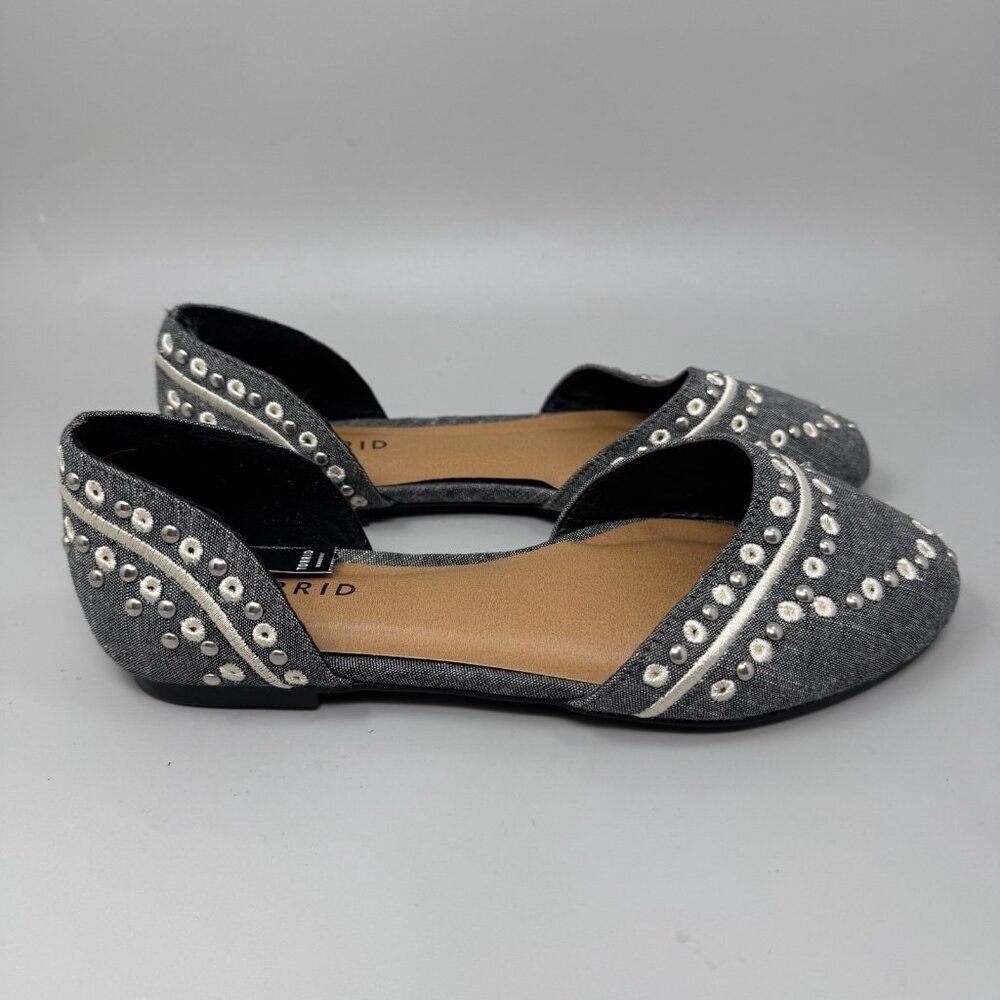 Torrid Women's Chambrey Studded Pointed Toe D'Orsay Flats Size 6.5 New Denim